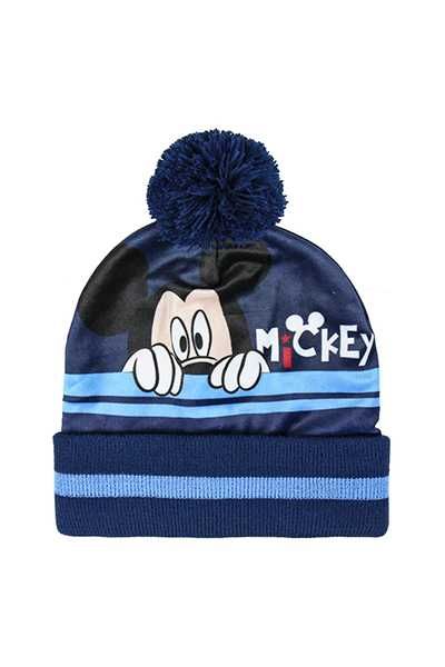 Conjunto 3 PCS Mickey Mouse - Gorro com lenço Azul e Luvas Unissexo