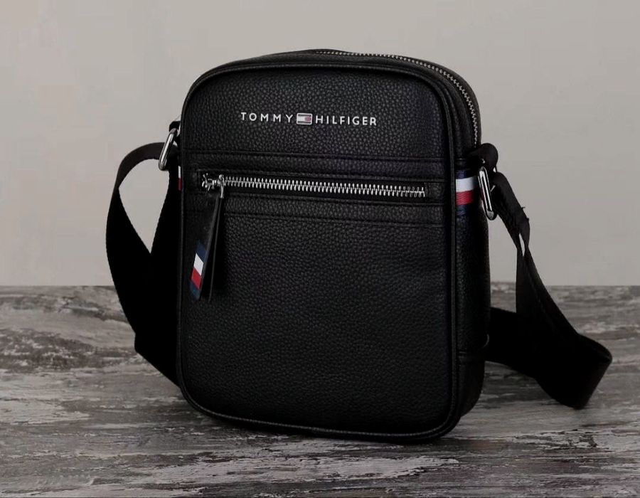 Мужской натурльная шкіра подарок стильная черная кожаная сумка