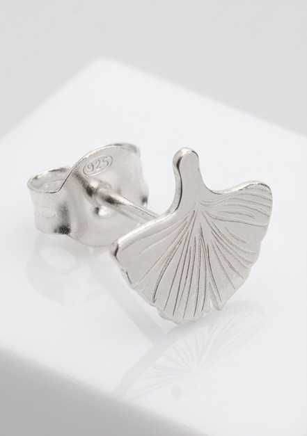 Brincos de folha de Ginkgo Biloba 8mm em Prata 925