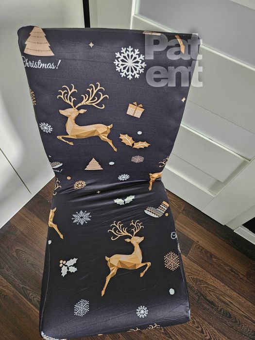 Świąteczne pokrowce na krzesła świąteczne 4 sztuki czarne święta