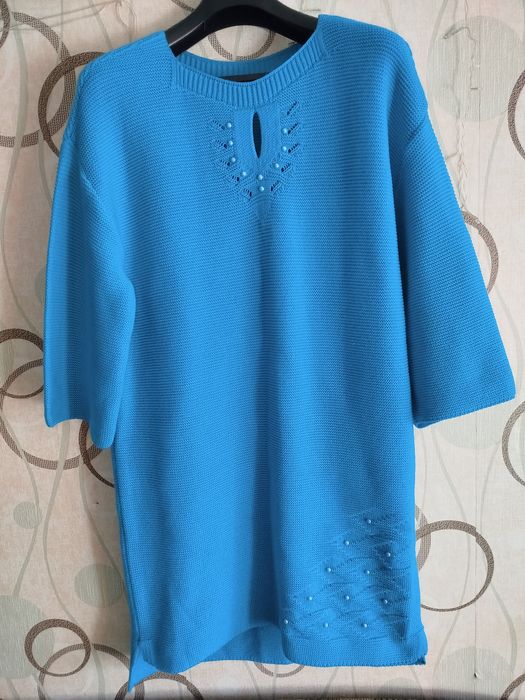 В'язане бірюзове плаття