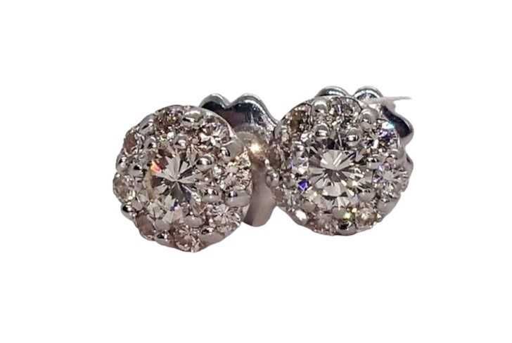 Сережки Бриллиант Малинка пусеты Діаманти на 0,64Ct золото 585