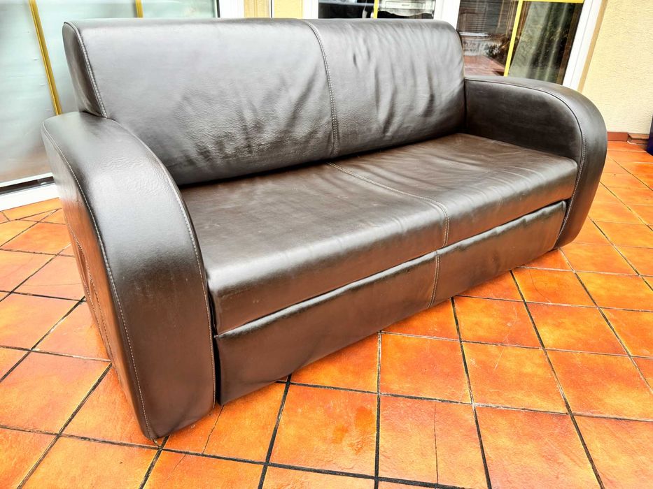 Kanapa skórzana rozkładana sofa wypoczynek fotel wersalka skóra