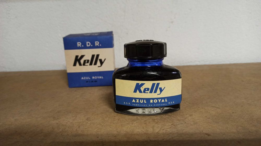 Frasco Vintage Tinta Permanente Kelly "Azul Royal" (na caixa original)