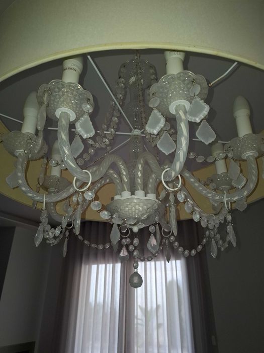 Candeeiro pendente com cristais estilo vintage