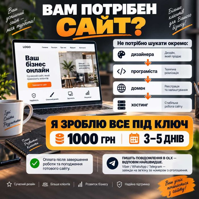 Створення сайту для бізнесу | Сучасний сайт від 1000 грн