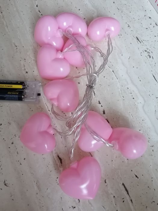 Łańcuch świetlny LED serduszka