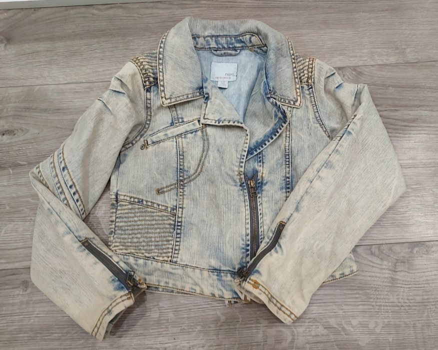 Kurtka jeansowa katana typu ramoneska Next r.134/140 | wiosna lato