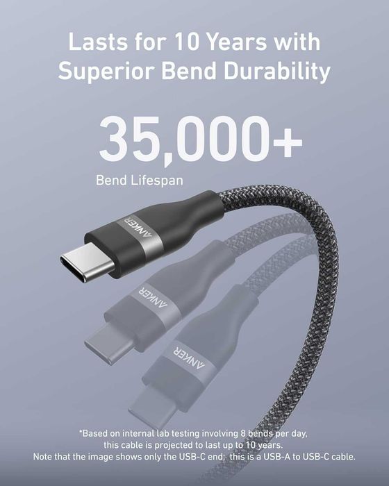 Кабель Anker USB-A - USB-C, 180 см, USB 2.0, чорний