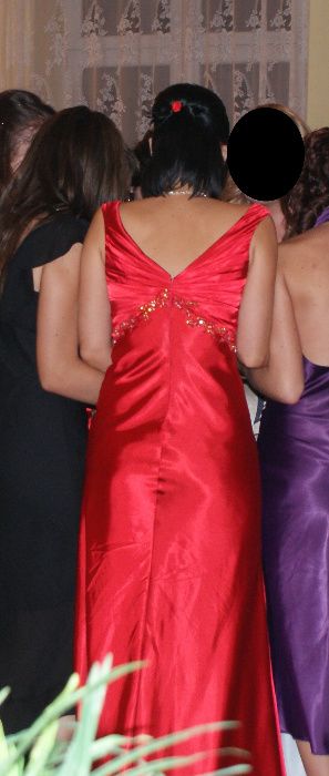 Piękna długa czerwona suknia na wesele XS-S + gratisy