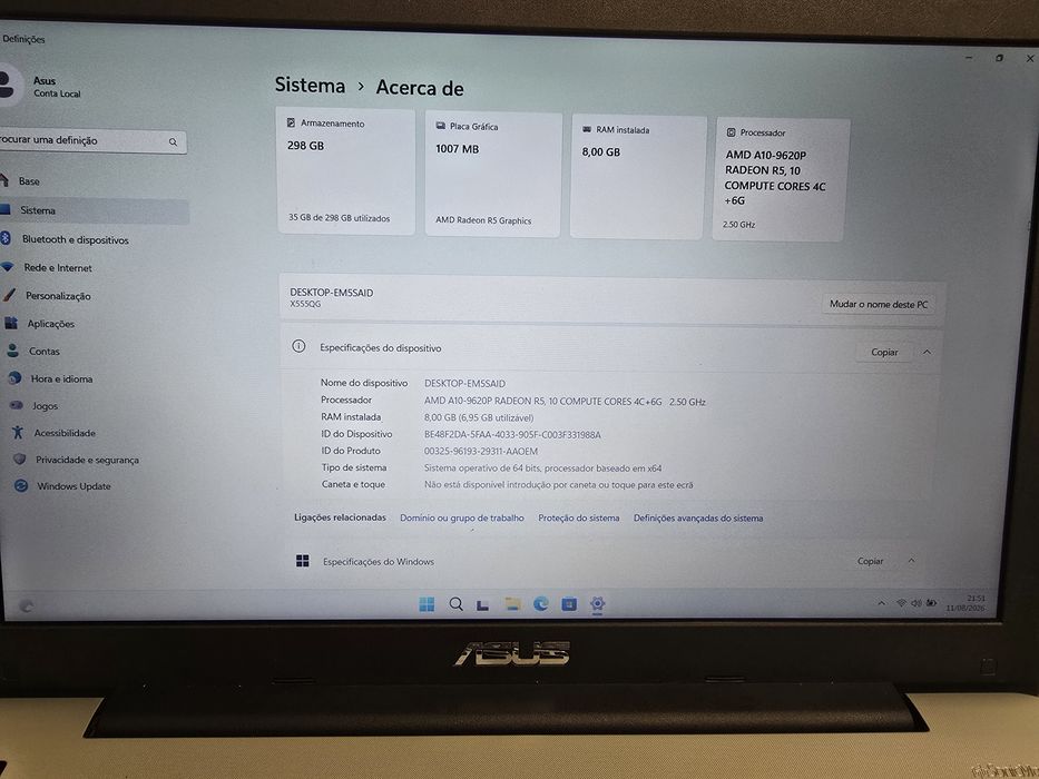 PC Portátil Asus SSD 480GB 8GB RAM
