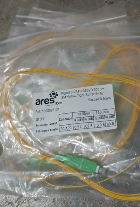 Pigtails Fibra Ótica SC/APC (1m e 2m) - Novos