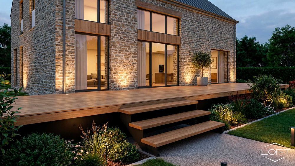 Estrutura metálica "PORTY" de 3 degraus para escada exterior em 1 hora