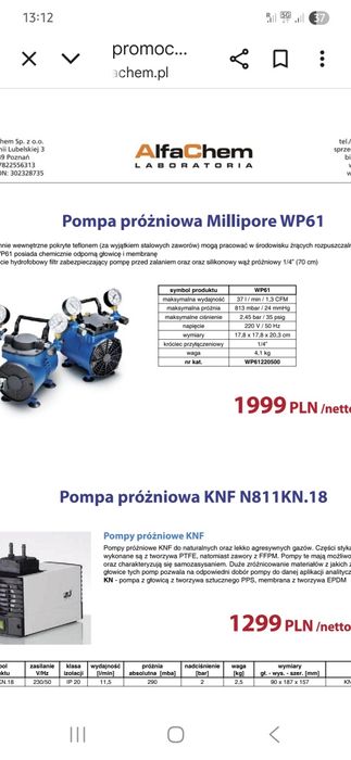 Pompa próżniowa Millipore