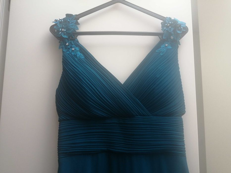 Vestido Cerimónia Azul Petróleo