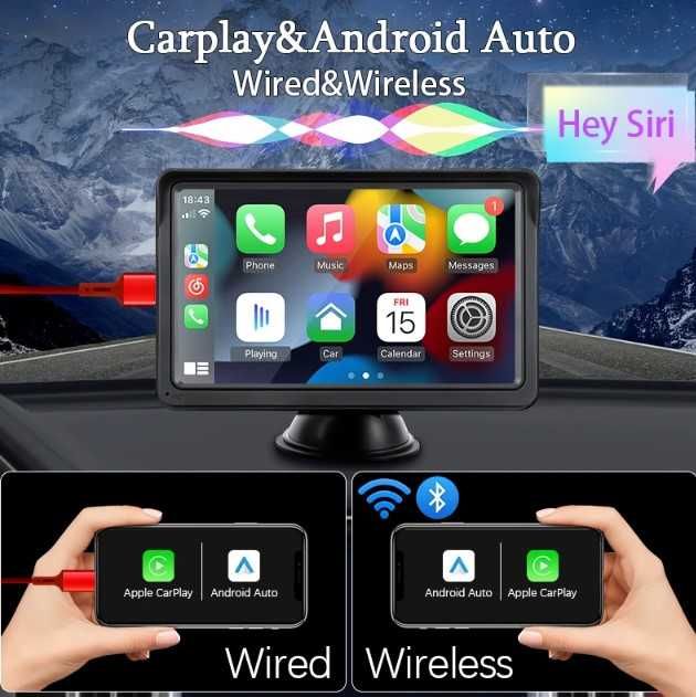 Multimédia 7" Carplay, Android Auto, Ecrã Tátil,  Camara Traseira