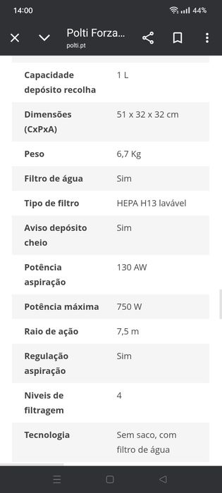 Aspirador de água polti