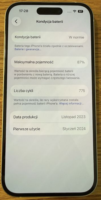 iPhone 15 256 GB Blue | 87% baterii | Oryginalne pudełko + kabel USB-C
