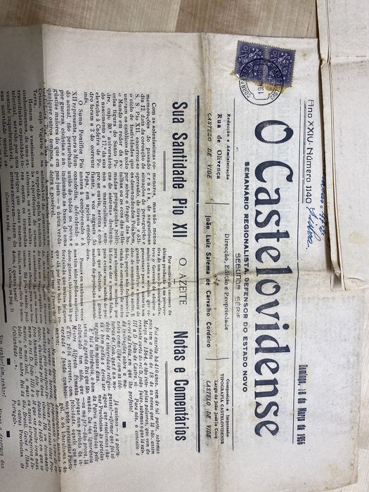 Dois exemplares Jornal O CasteloVidense , 3 Junho e 18 de Março 1956