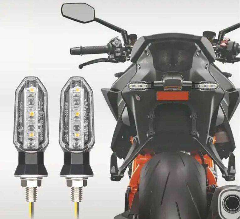 Par de Piscas LED Roscados Dinâmicos p/ Moto - Indicadores Sequenciais