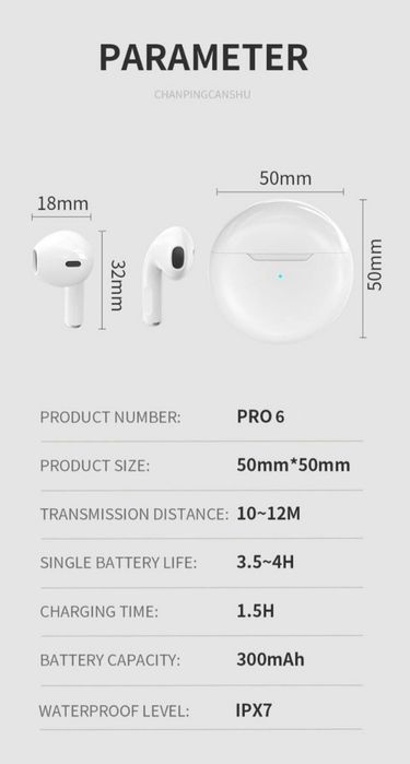 Pro 6 TWS wireless Bluetooth