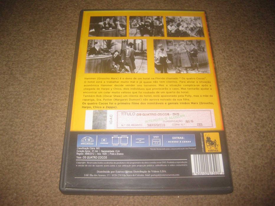 DVD "Os Quatro Cocos" com os Irmãos Marx/Raro!