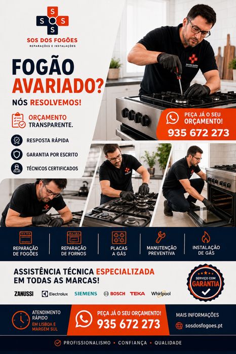 SOS Instalação placas a gás, elétricas | Reparação de fogões industriais | instalação de esquentador, termoacumulador, Manuntecao de cozinhas