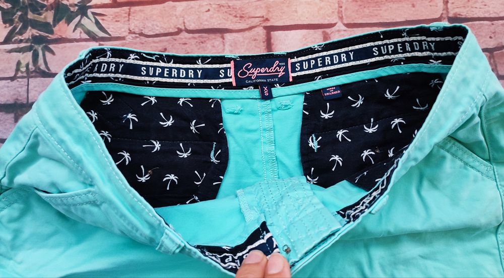 Superdry Turkusowe miętowe spodenki szorty r. XS/S
