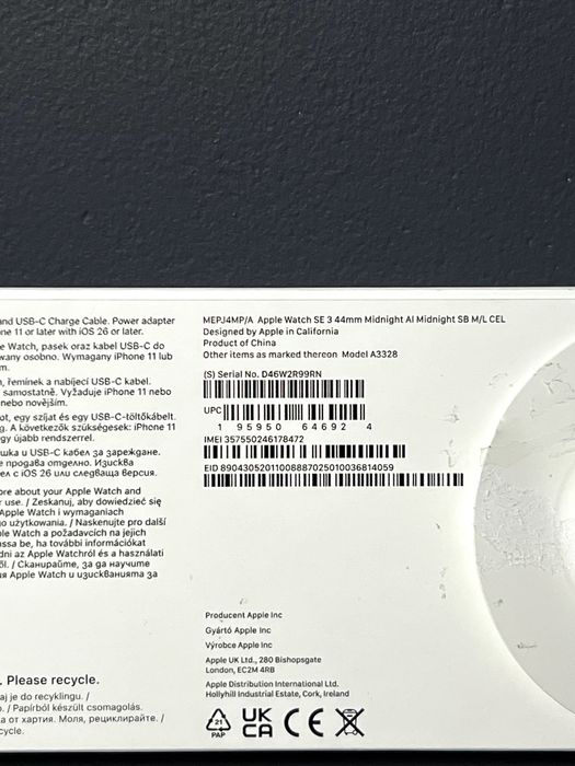 Apple Watch SE 3 2025| Tarcza 44mm | Kondycja baterii 100% |GWARANCJA