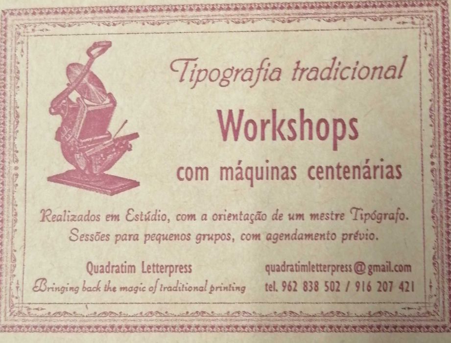 Tipografia/Letterpress EXPLICAÇÕES / Venda
