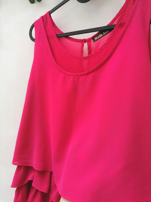 Blusa Rosa Fúcsia com Folhos