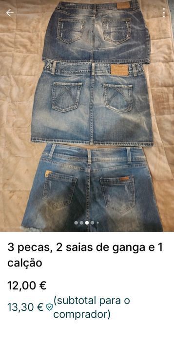 Lote de e saias e 1 calcoes em ganga