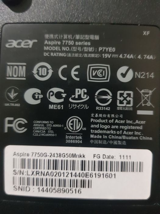 Acer 7750g i5, 4gb raw, 500gb disco
