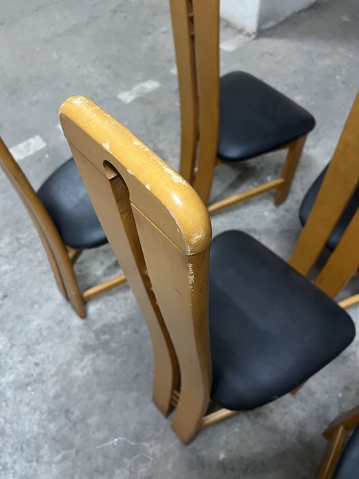 Conjunto de 6 Cadeiras de Sala de Jantar em Madeira e Napa Preta
