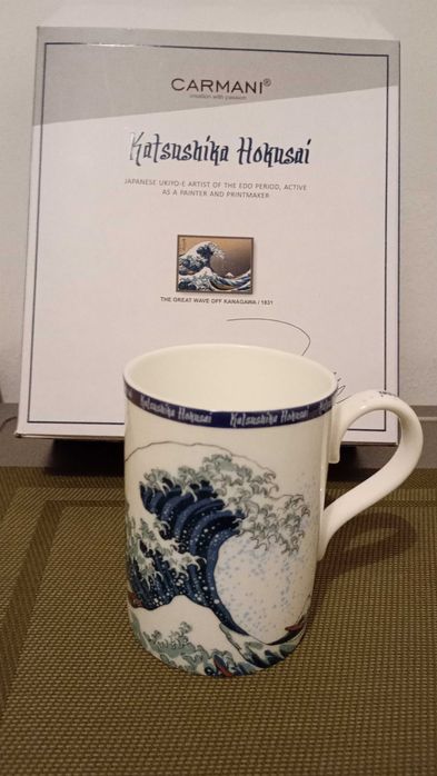 Kubek ceramiczny z motywem Hokusai. Nowy