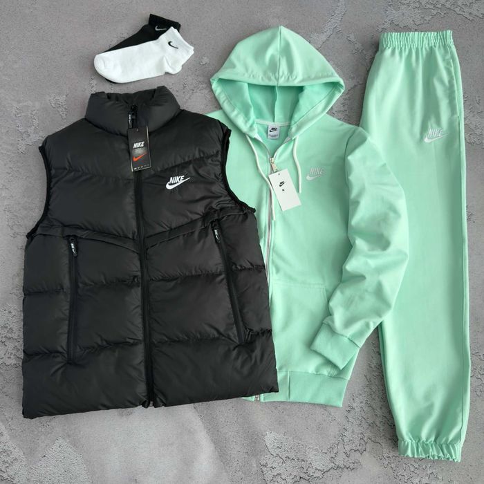 Спортивний костюм жіночий Найк (3в1) Унісекс Зіп худі штани жилет