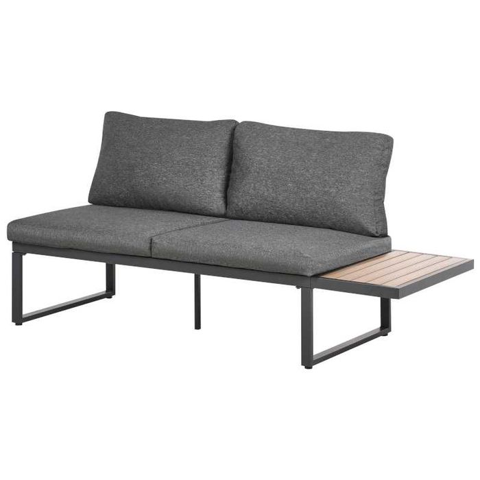 Meble Ogrodowe Aluminiowe Narożnik Zestaw Modułowy Drewno Szary Taras