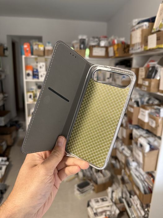 Etui z klapką zamykane granatowe + SZKŁO hartowane do REALME 16