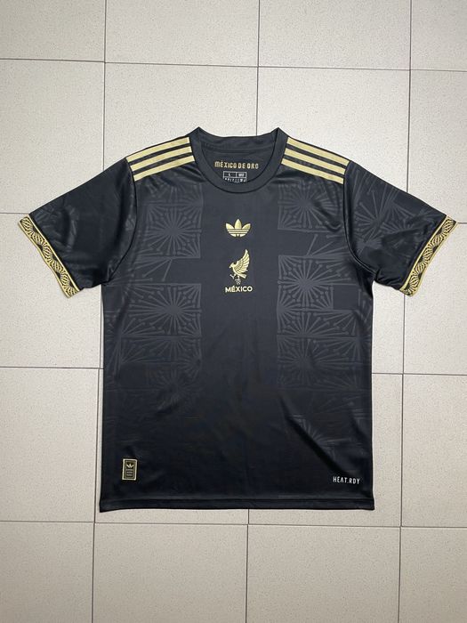 Чоловіча футболка adidas mexico de oro адідас мексика чорна з золотим технологія heat.rdy розмір l спортивна оригінальна футбольна джерсі тренувальна