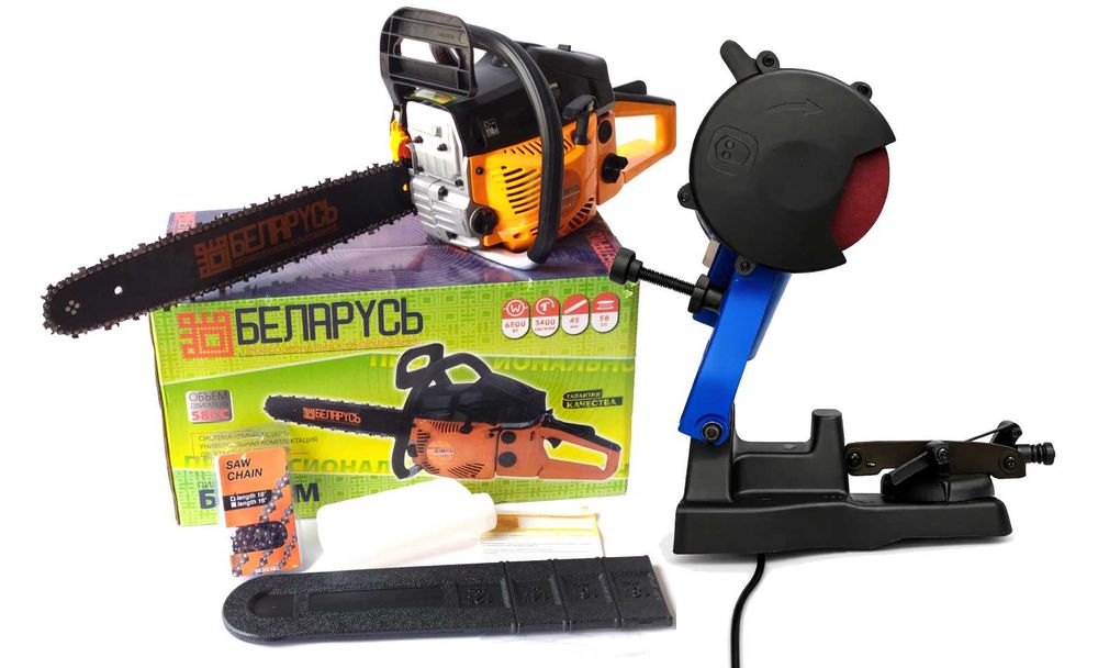 Бензопила Беларусь БП65-М (2 шины+2 цепи) +Заточной станок для цепей