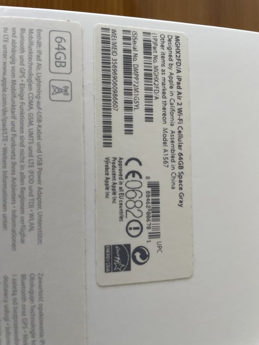 Apple Ipad Air 2 128GB WiFi+4G vidro rachado