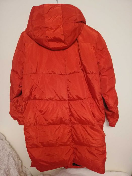 czerwony płaszcz puchowy Solar L XL długa kurtka puchowa oversize