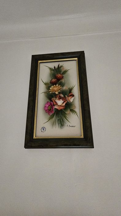 Quadros porcelana S. Sarno com flores em relevo - Vários