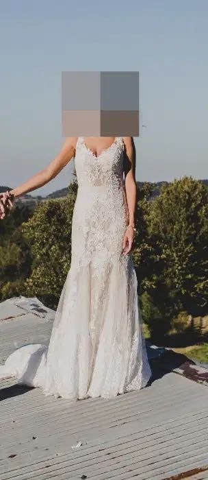 Suknia ślubna sukienka syrenka koronka Justin Alexander