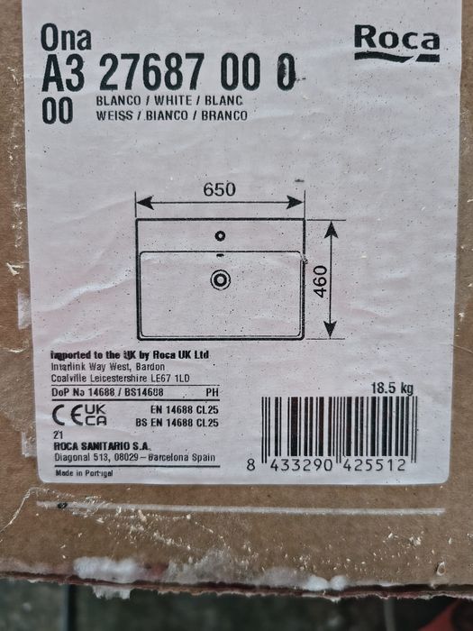Nowa umywalka Roca 65 x 46