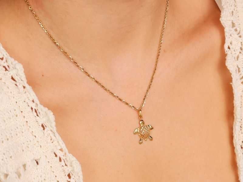 Przepiękny złoty wisiorek ŻÓŁW AŻUR pr.585