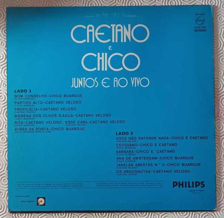 Disco Vinil Caetano e Chico - Juntos e Ao Vivo