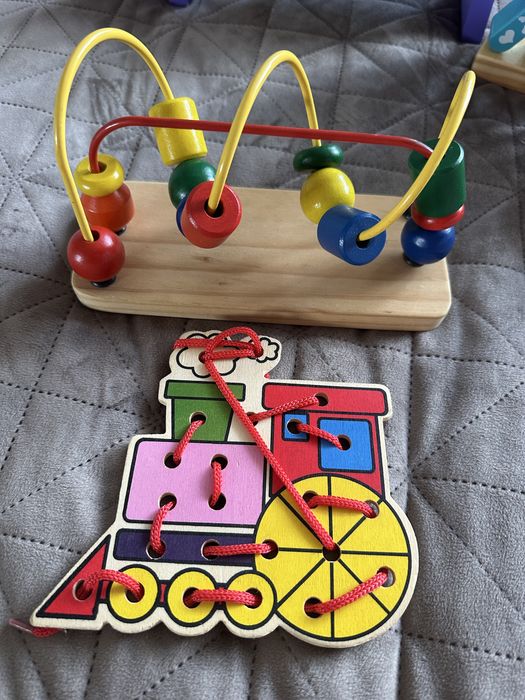 Развивающие игрушки, деревянные игрушки , лабиринт, шнуровка, стукалка