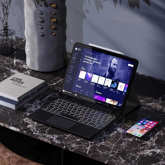 Doohoeek etui klawiatura touchpad LED RGB iPad Pro 11 Air 5 Air 4