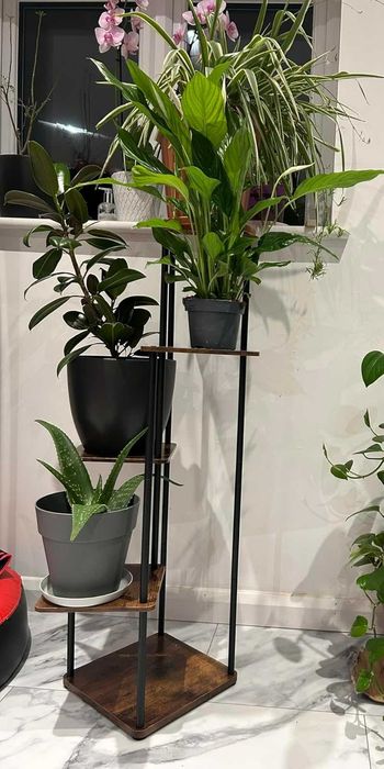 Kwietnik stojak na kwiaty drewniany narożny z 5 poziomami 105 cm
